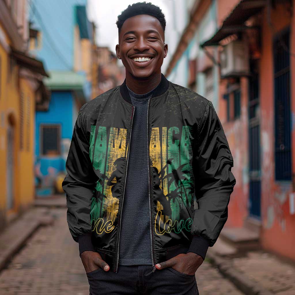 Afro-Jamaican One Love Grunge Bomber Jacket Jamrock - African Pride