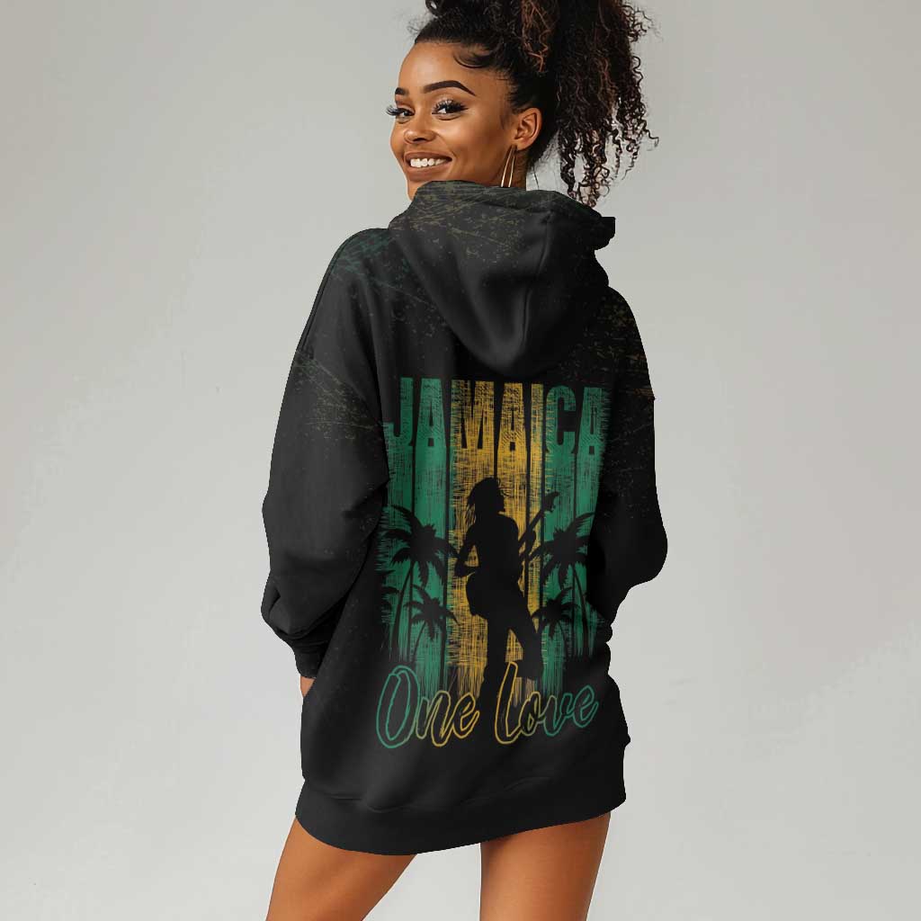 Afro-Jamaican One Love Grunge Hoodie Dress Jamrock - African Pride