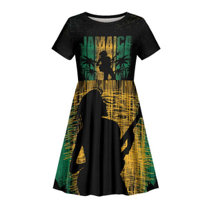 Afro-Jamaican One Love Grunge Kid Short Sleeve Dress Jamrock - African Pride