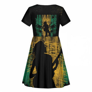 Afro-Jamaican One Love Grunge Kid Short Sleeve Dress Jamrock - African Pride