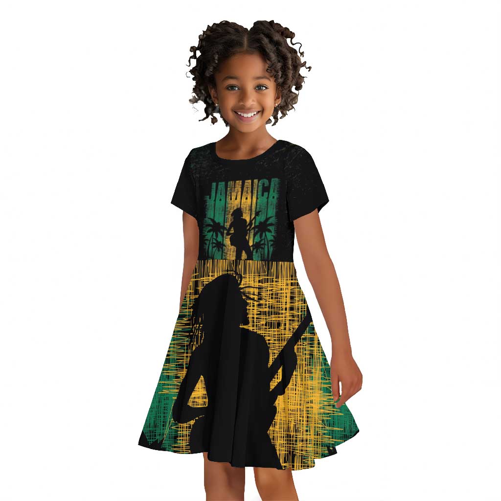 Afro-Jamaican One Love Grunge Kid Short Sleeve Dress Jamrock - African Pride