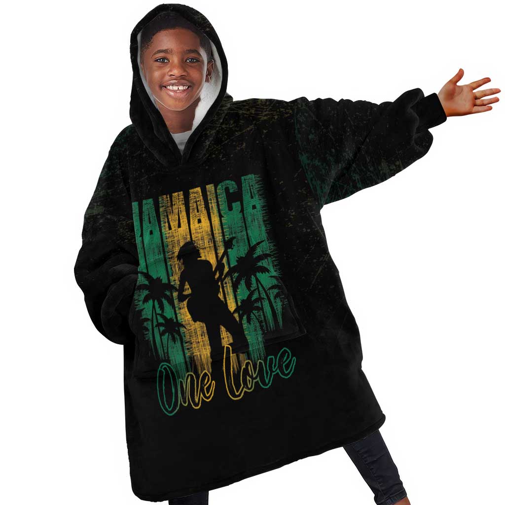 Afro-Jamaican One Love Grunge Kid Wearable Blanket Hoodie Jamrock - African Pride