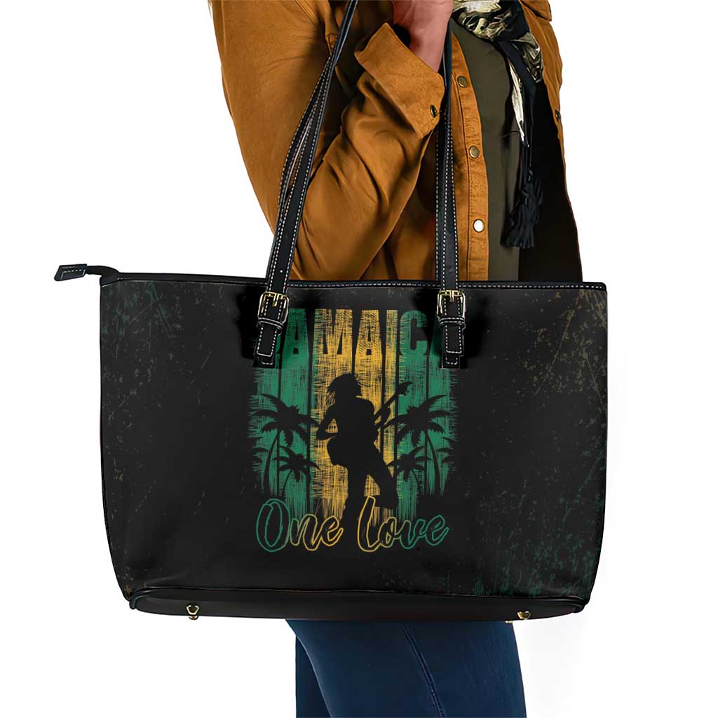 Afro-Jamaican One Love Grunge Leather Tote Bag Jamrock - African Pride