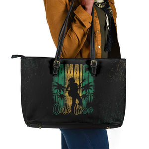 Afro-Jamaican One Love Grunge Leather Tote Bag Jamrock - African Pride