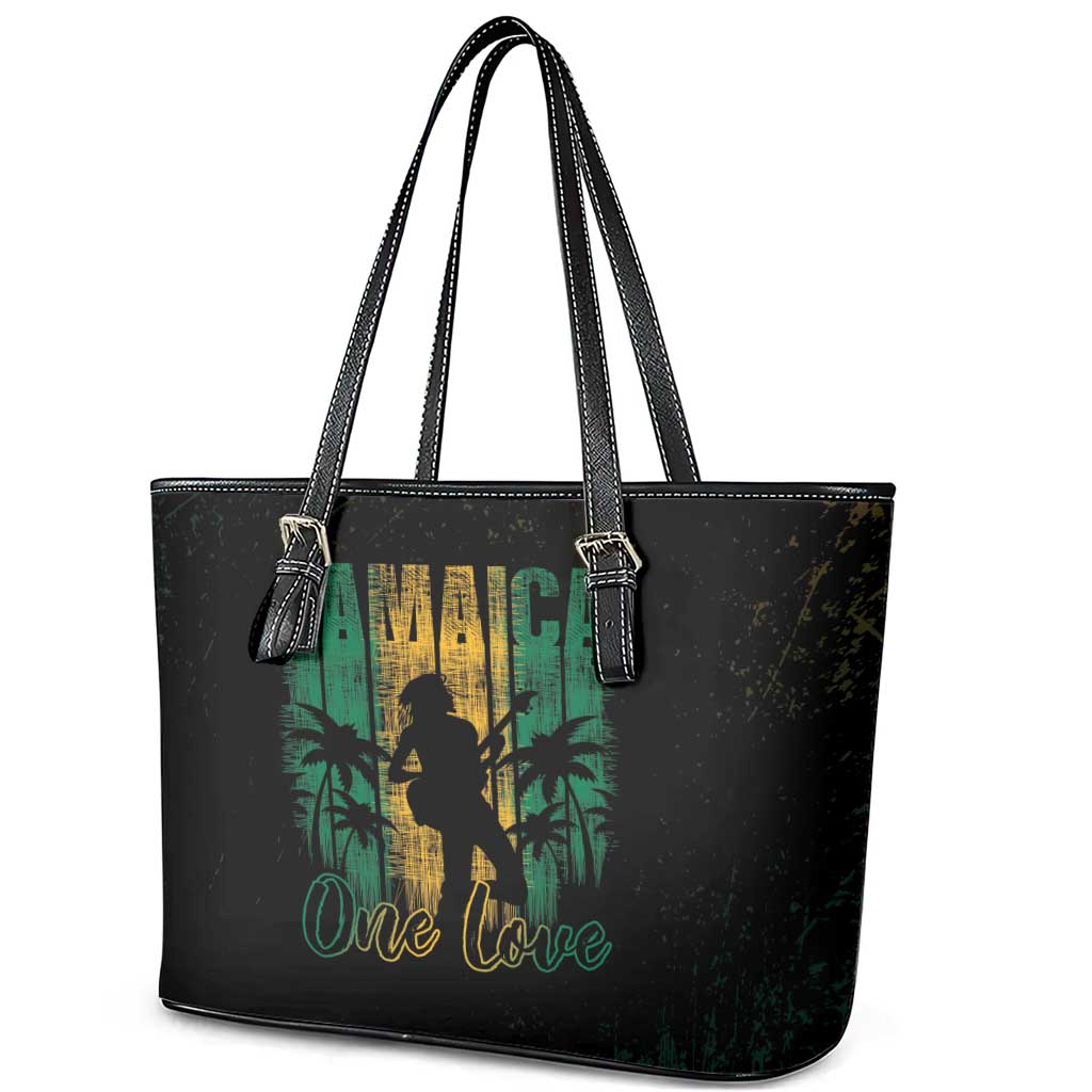 Afro-Jamaican One Love Grunge Leather Tote Bag Jamrock - African Pride
