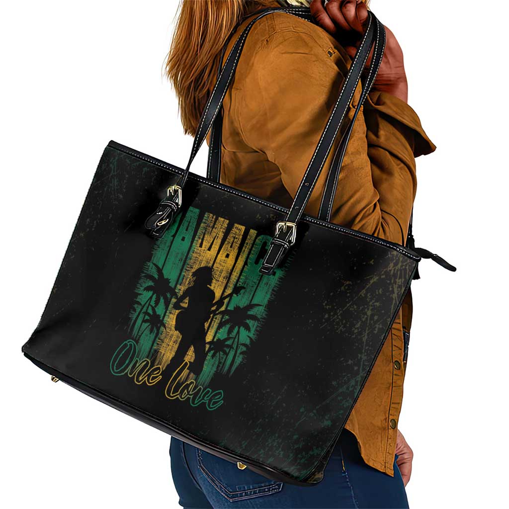 Afro-Jamaican One Love Grunge Leather Tote Bag Jamrock - African Pride