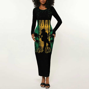 Afro-Jamaican One Love Grunge Long Sleeve Bodycon Dress Jamrock - African Pride