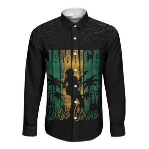 Afro-Jamaican One Love Grunge Long Sleeve Button Shirt Jamrock - African Pride