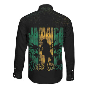 Afro-Jamaican One Love Grunge Long Sleeve Button Shirt Jamrock - African Pride