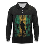Afro-Jamaican One Love Grunge Long Sleeve Polo Shirt Jamrock - African Pride