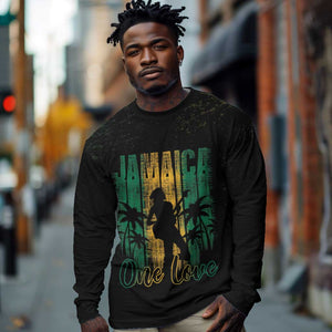 Afro-Jamaican One Love Grunge Long Sleeve Shirt Jamrock - African Pride