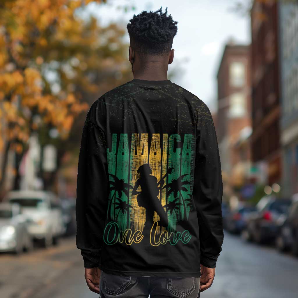 Afro-Jamaican One Love Grunge Long Sleeve Shirt Jamrock - African Pride