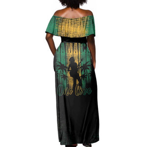 Afro-Jamaican One Love Grunge Off Shoulder Maxi Dress Jamrock - African Pride