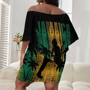 Afro-Jamaican One Love Grunge Off Shoulder Short Dress Jamrock - African Pride