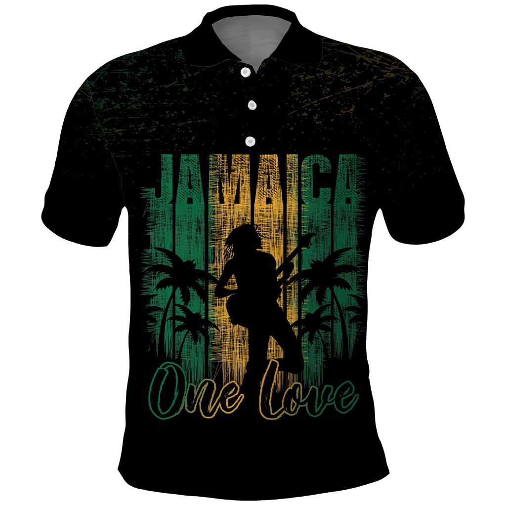 Afro-Jamaican One Love Grunge Polo Shirt Jamrock - African Pride