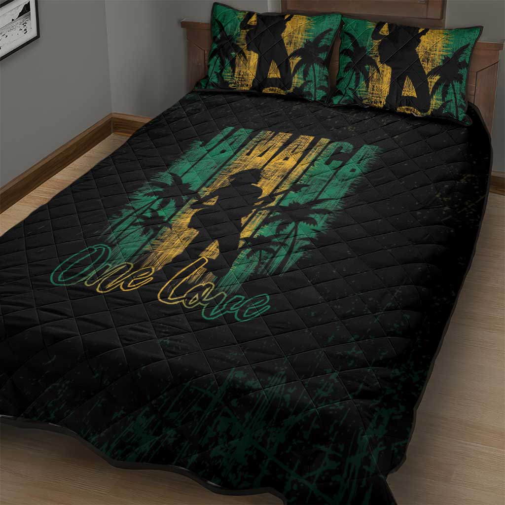 Afro-Jamaican One Love Grunge Quilt Bed Set Jamrock - African Pride