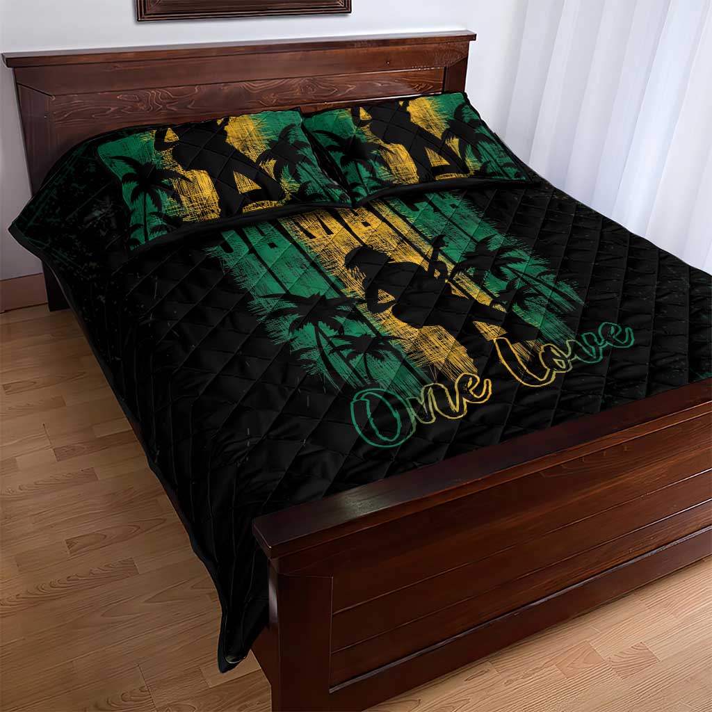 Afro-Jamaican One Love Grunge Quilt Bed Set Jamrock - African Pride