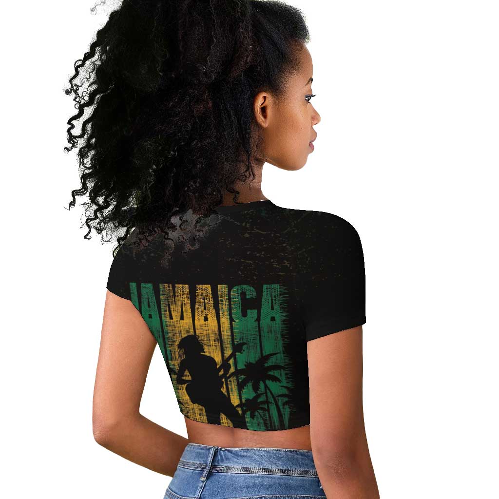 Afro-Jamaican One Love Grunge Raglan Cropped T shirt Jamrock - African Pride
