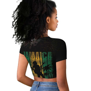 Afro-Jamaican One Love Grunge Raglan Cropped T shirt Jamrock - African Pride