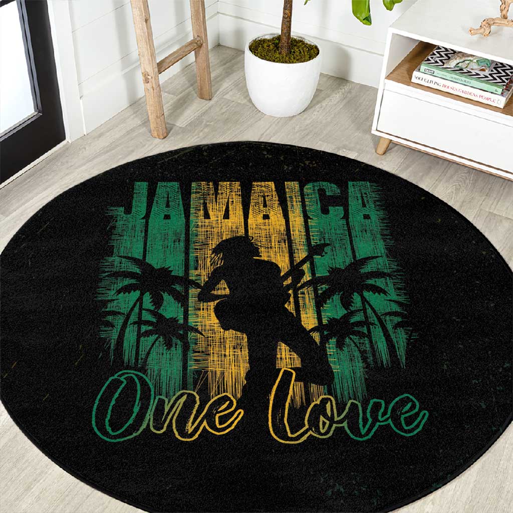 Afro-Jamaican One Love Grunge Round Carpet Jamrock - African Pride
