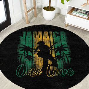 Afro-Jamaican One Love Grunge Round Carpet Jamrock - African Pride