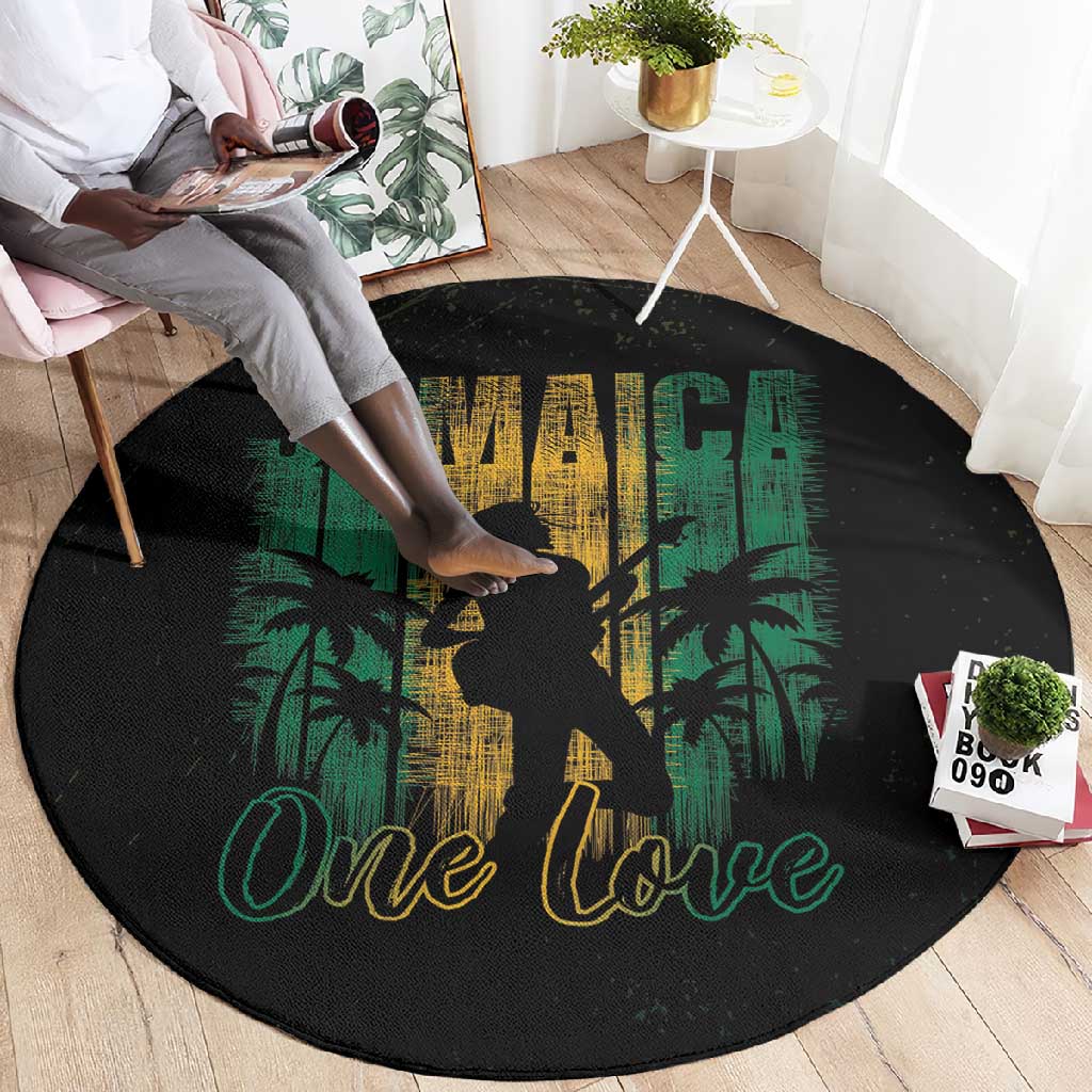 Afro-Jamaican One Love Grunge Round Carpet Jamrock - African Pride