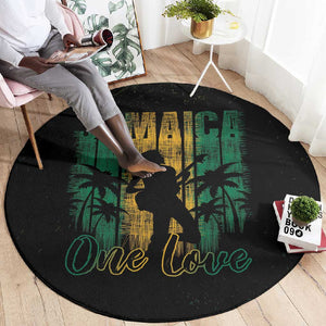 Afro-Jamaican One Love Grunge Round Carpet Jamrock - African Pride