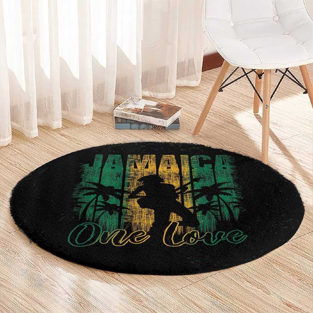 Afro-Jamaican One Love Grunge Round Carpet Jamrock - African Pride