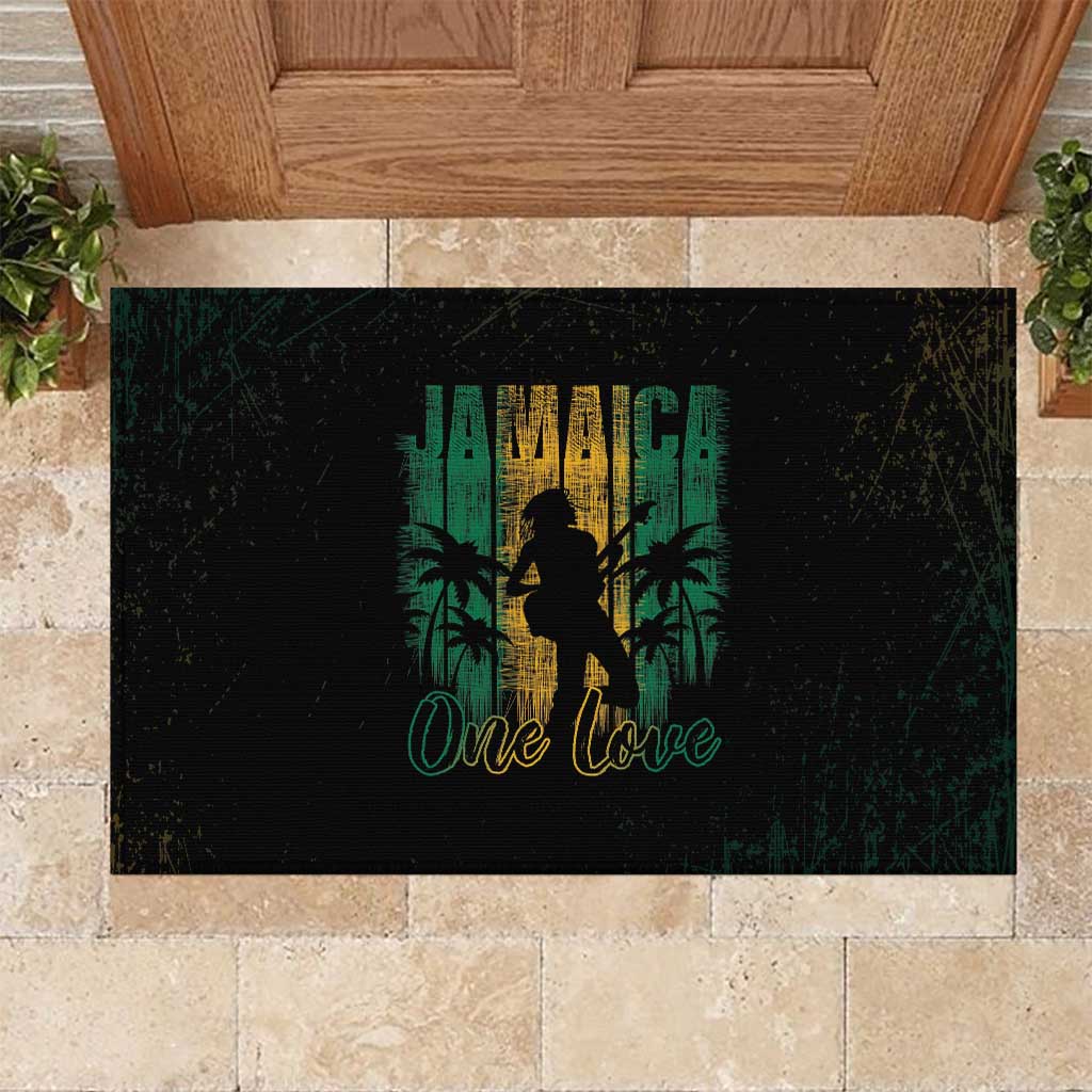 Afro-Jamaican One Love Grunge Rubber Doormat Jamrock - African Pride