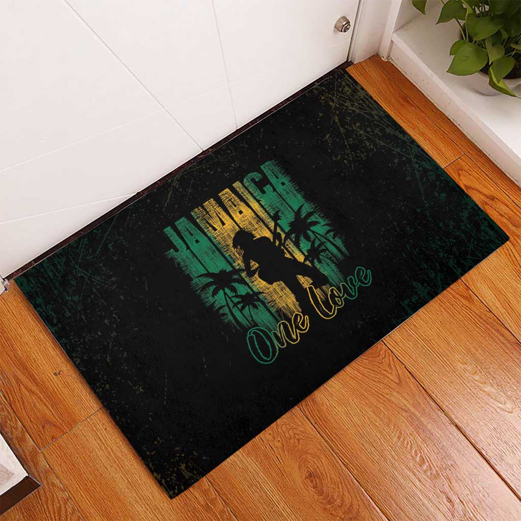 Afro-Jamaican One Love Grunge Rubber Doormat Jamrock - African Pride