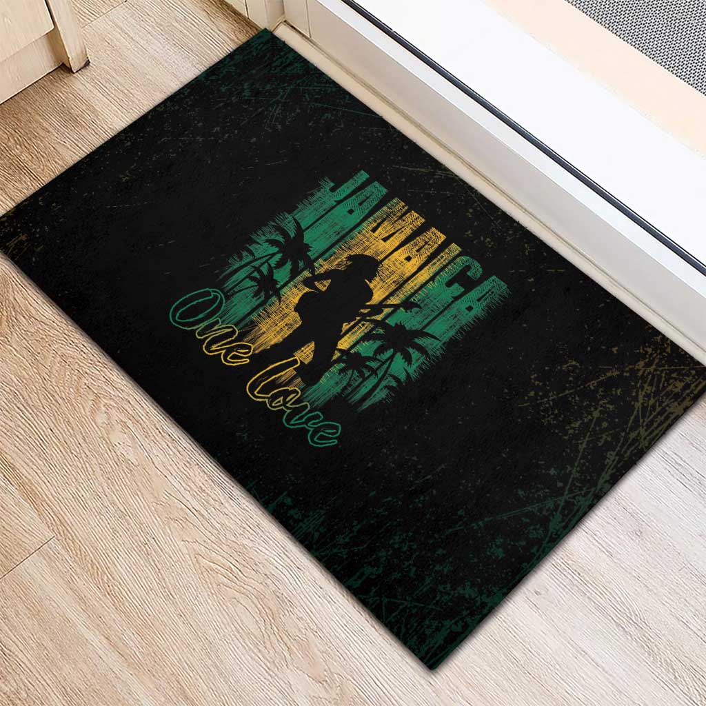 Afro-Jamaican One Love Grunge Rubber Doormat Jamrock - African Pride