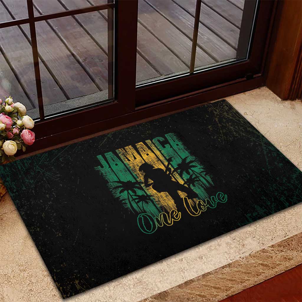Afro-Jamaican One Love Grunge Rubber Doormat Jamrock - African Pride