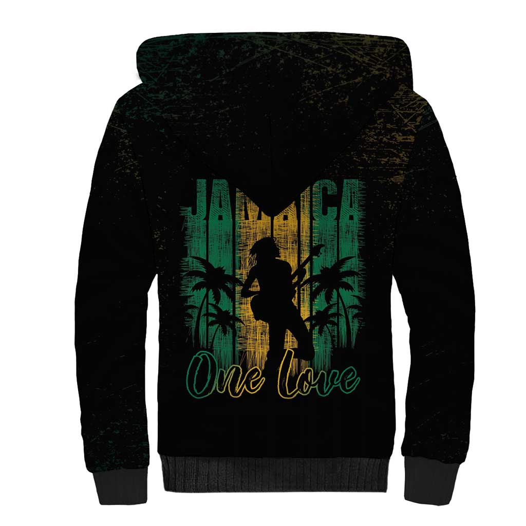 Afro-Jamaican One Love Grunge Sherpa Hoodie Jamrock - African Pride