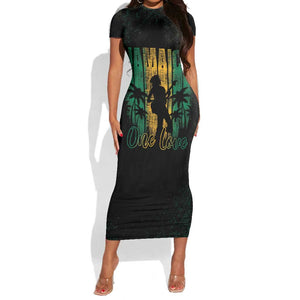 Afro-Jamaican One Love Grunge Short Sleeve Bodycon Dress Jamrock - African Pride