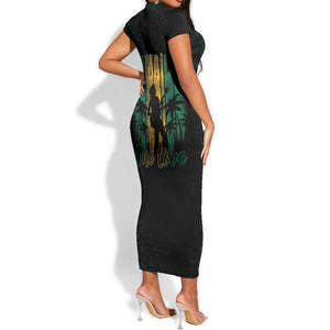 Afro-Jamaican One Love Grunge Short Sleeve Bodycon Dress Jamrock - African Pride