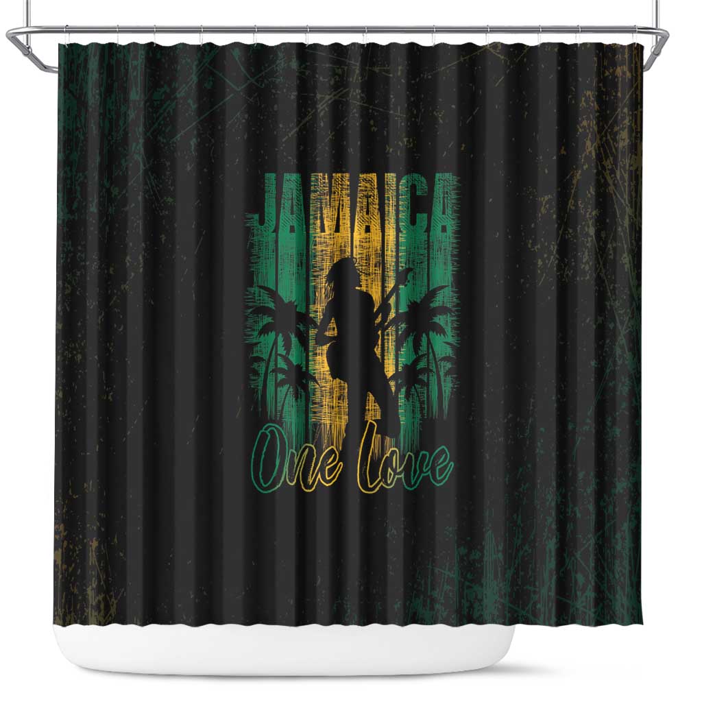 Afro-Jamaican One Love Grunge Shower Curtain Jamrock - African Pride