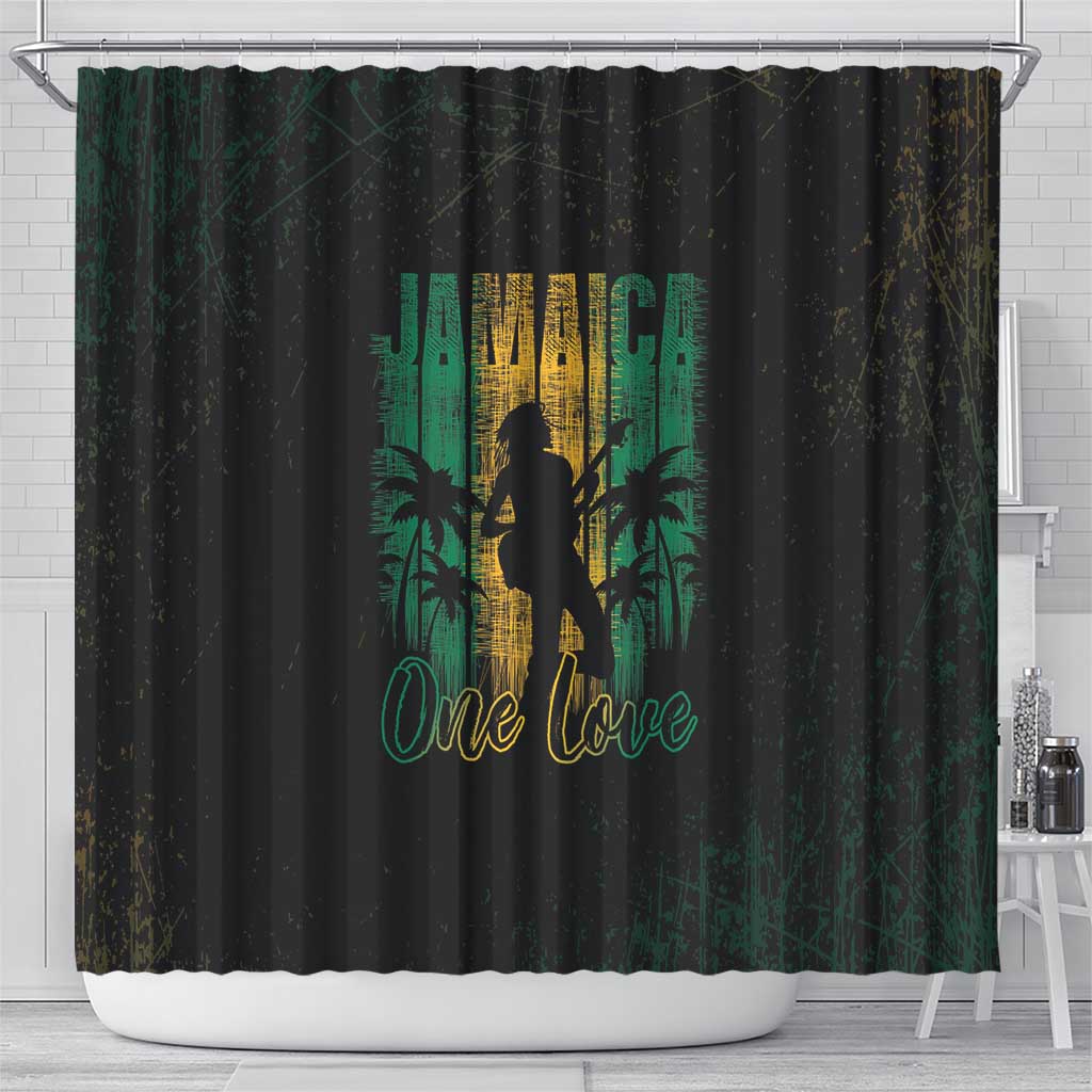 Afro-Jamaican One Love Grunge Shower Curtain Jamrock - African Pride