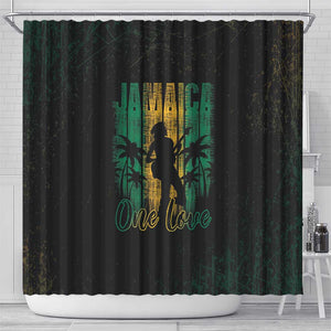 Afro-Jamaican One Love Grunge Shower Curtain Jamrock - African Pride
