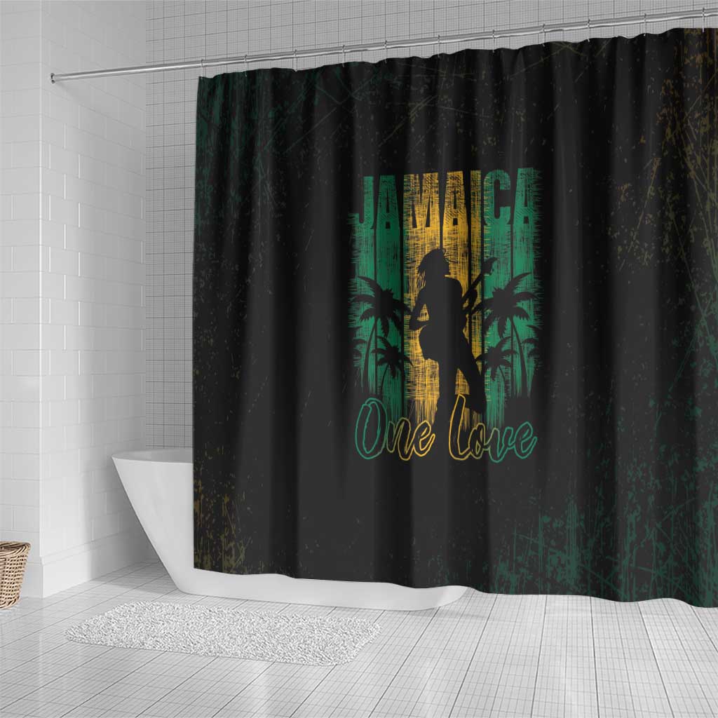 Afro-Jamaican One Love Grunge Shower Curtain Jamrock - African Pride