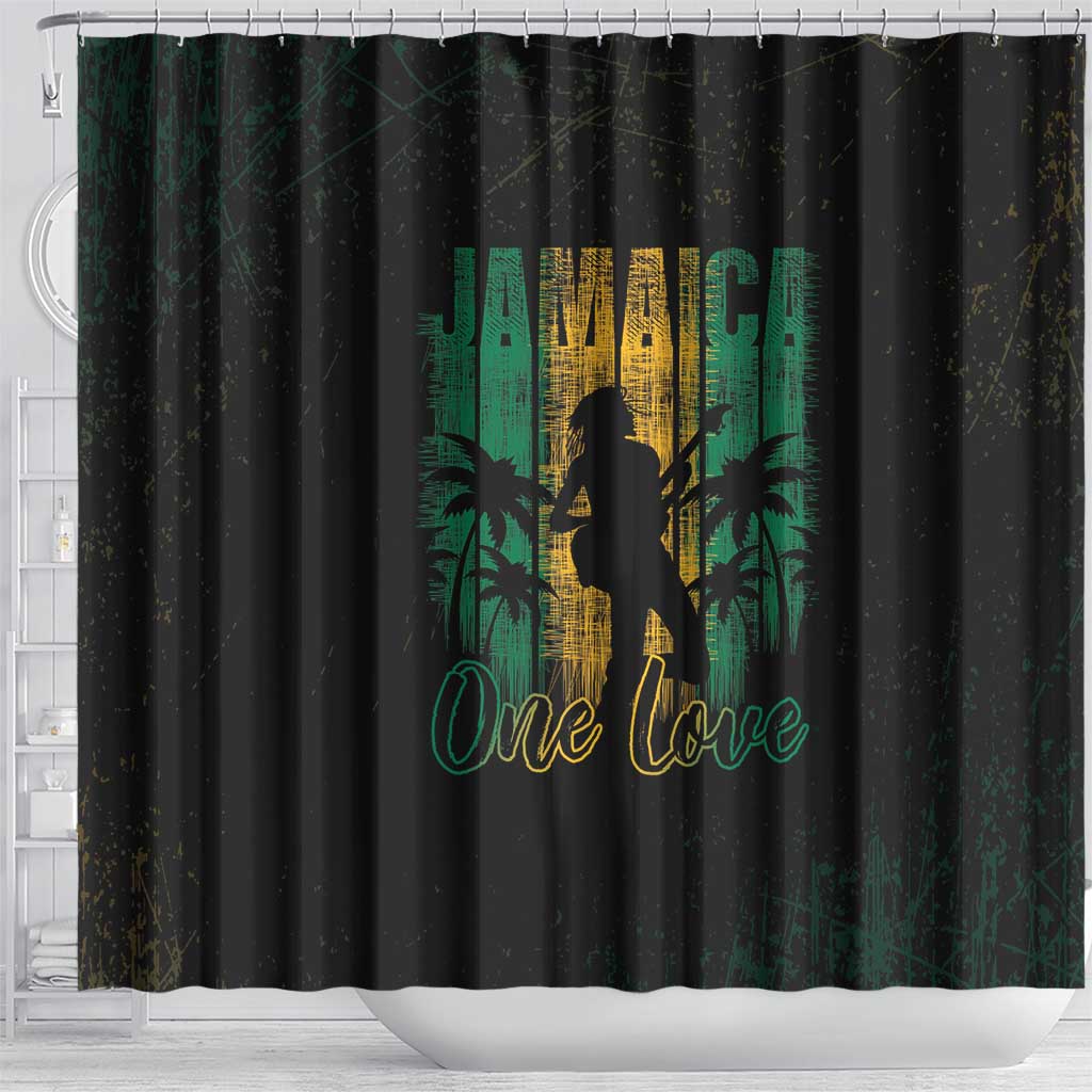 Afro-Jamaican One Love Grunge Shower Curtain Jamrock - African Pride