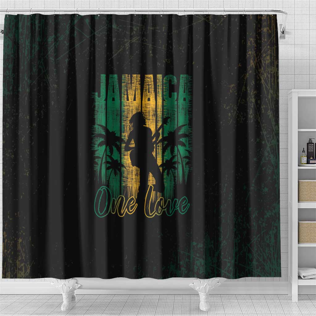 Afro-Jamaican One Love Grunge Shower Curtain Jamrock - African Pride