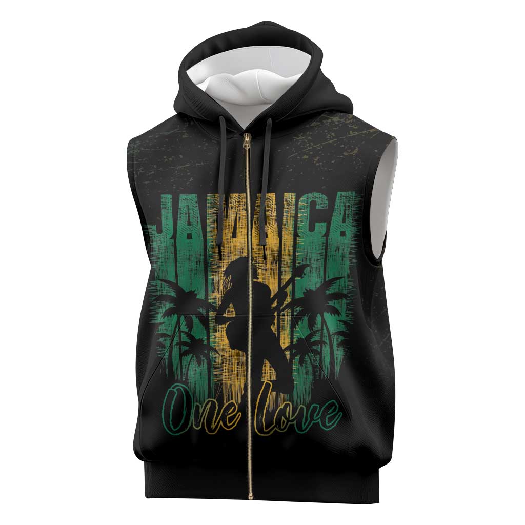 Afro-Jamaican One Love Grunge Sleeveless Zip Hoodie Jamrock - African Pride