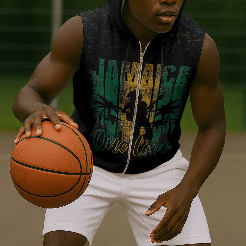 Afro-Jamaican One Love Grunge Sleeveless Zip Hoodie Jamrock - African Pride