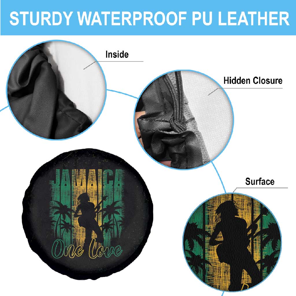 Afro-Jamaican One Love Grunge Spare Tire Cover Jamrock - African Pride