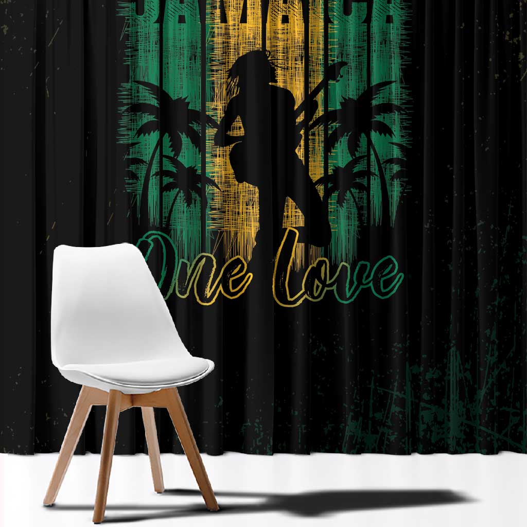 Afro-Jamaican One Love Grunge Window Curtain Jamrock - African Pride