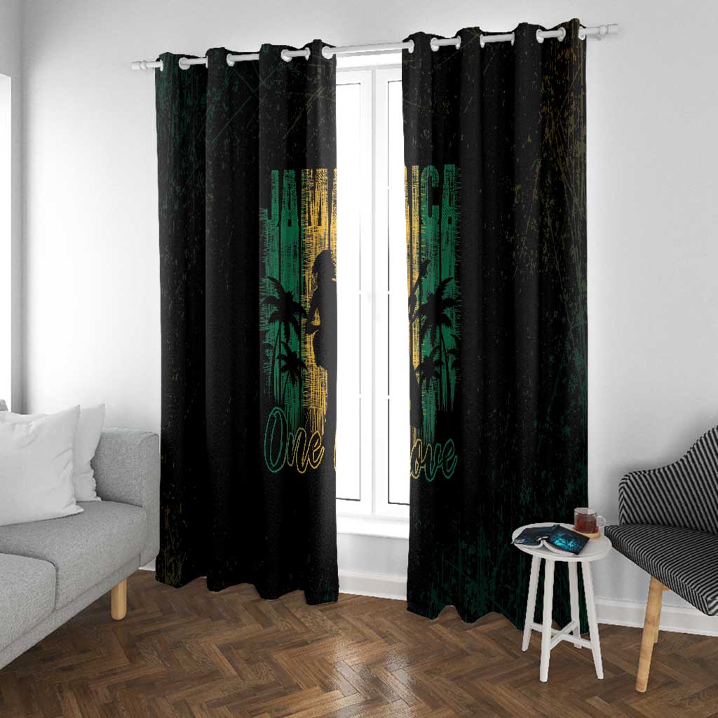 Afro-Jamaican One Love Grunge Window Curtain Jamrock - African Pride