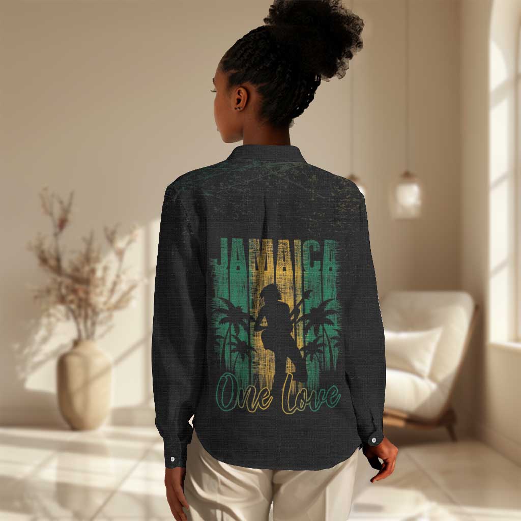 Afro-Jamaican One Love Grunge Women Casual Shirt Jamrock - African Pride