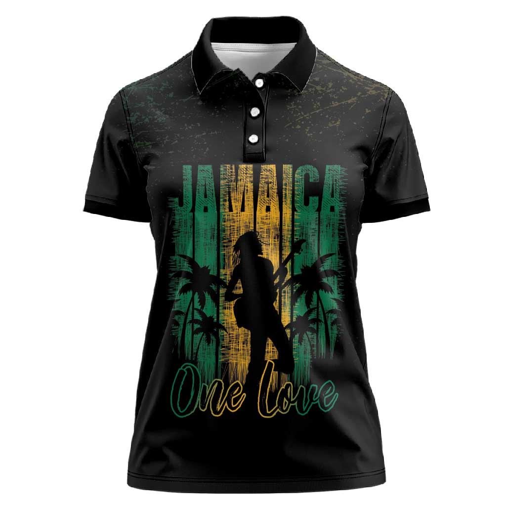 Afro-Jamaican One Love Grunge Women Polo Shirt Jamrock - African Pride
