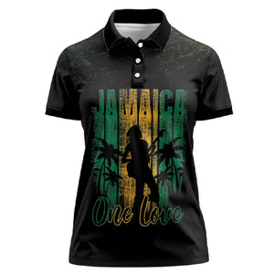 Afro-Jamaican One Love Grunge Women Polo Shirt Jamrock - African Pride