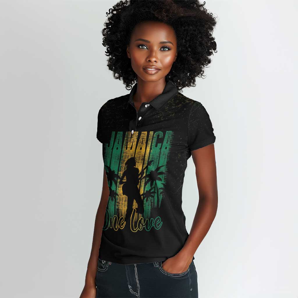 Afro-Jamaican One Love Grunge Women Polo Shirt Jamrock - African Pride